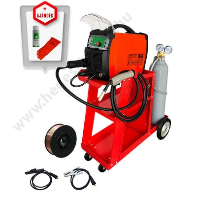 Hegesztőfelszerelés komplett ALFAWELD HandyMIG 160A Led Synergic 5kg CO2 palackkal