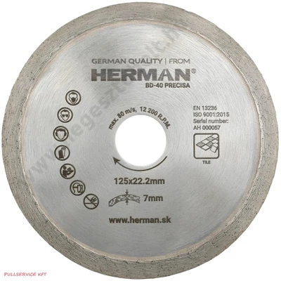 Gyémánt tárcsa125x22,2 HERMAN BD-40 Precisa